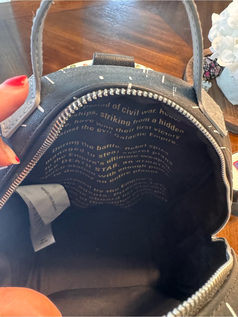 Loungefly Black Star Wars Mini Backpack with Texted Straps - Picture 3 of 3